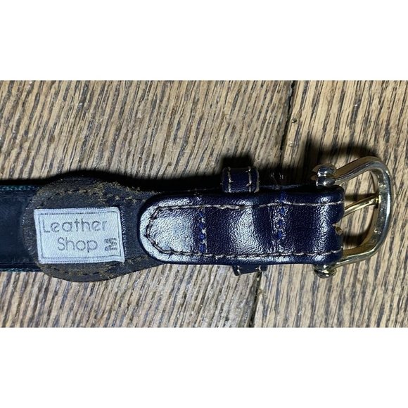 The Leather Shop Belt Vintage Blue Woven Abstract Pattern Skinny - Picture 8 of 8